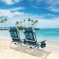 Thumbnail for 4-Pack, 5-Position Backpack Reclining Beach Chairs with Pillow