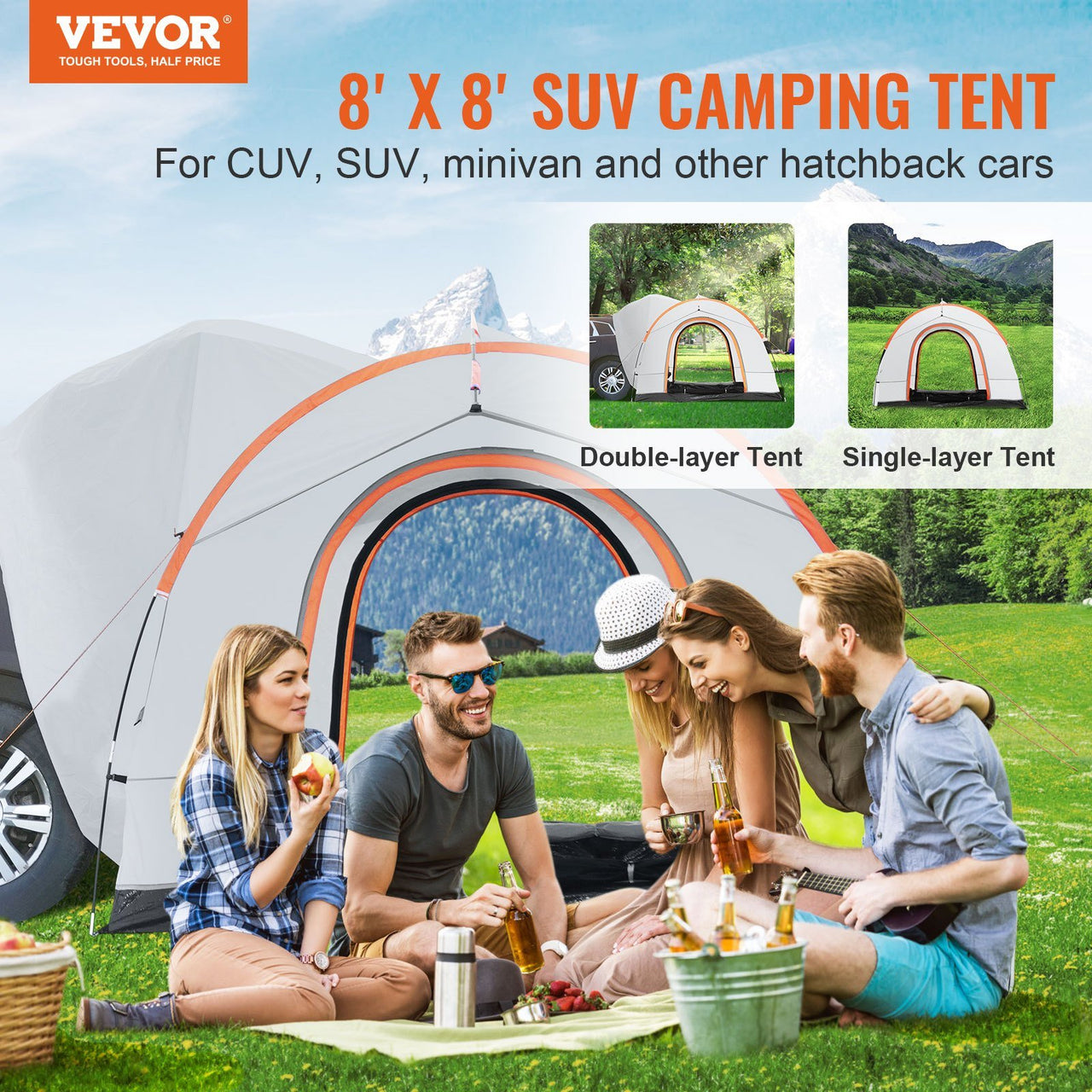 VEVOR SUV Camping Tent, 8'-8' SUV Tent Attachment