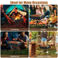 Thumbnail for 3-in-1 Camping Campfire Grill with Stainless Steel Grills Carrying Bag & Gloves