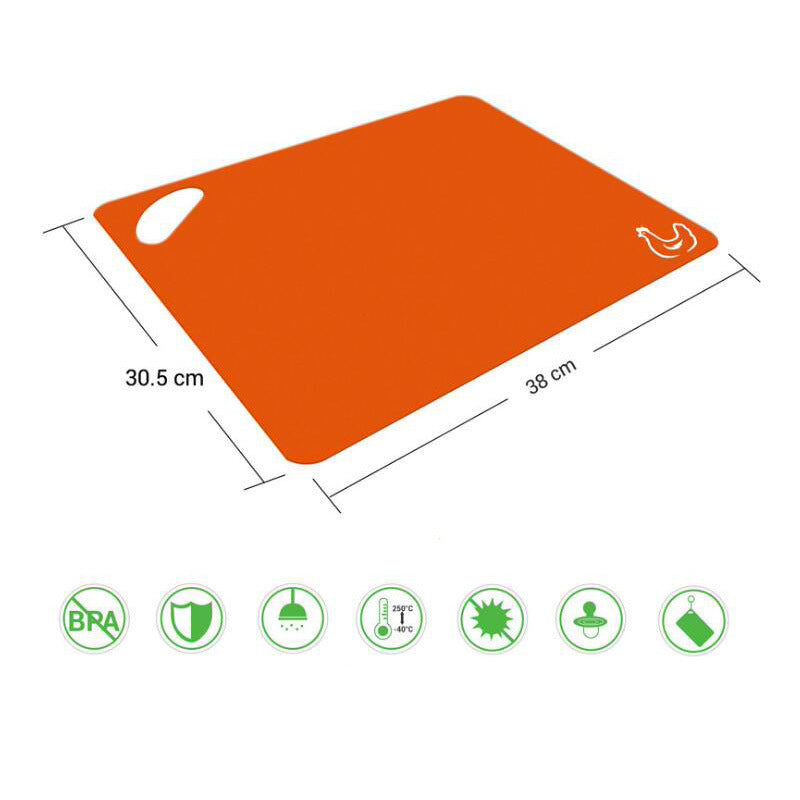 Set of 6 Colored Chopping Board Mats with Food Icons & Easy-Grip Handles