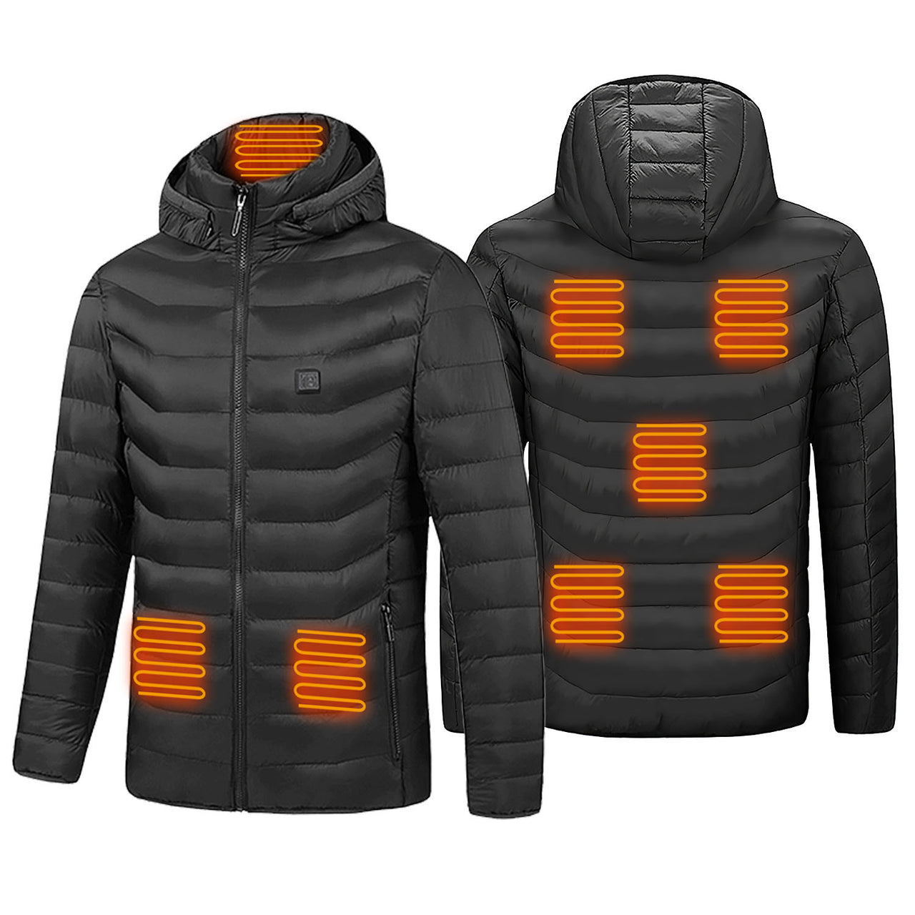 Heated Jacket -Lightweight Winter Hooded Jacket with 3-Level Heating Modes 8 Heating Zones Detachable Zipper Hood