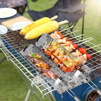 Thumbnail for 2Pack Rolling Grill BasketsStainless Steel Barbecue Grill Grates with 2 Handles 2 Hooks