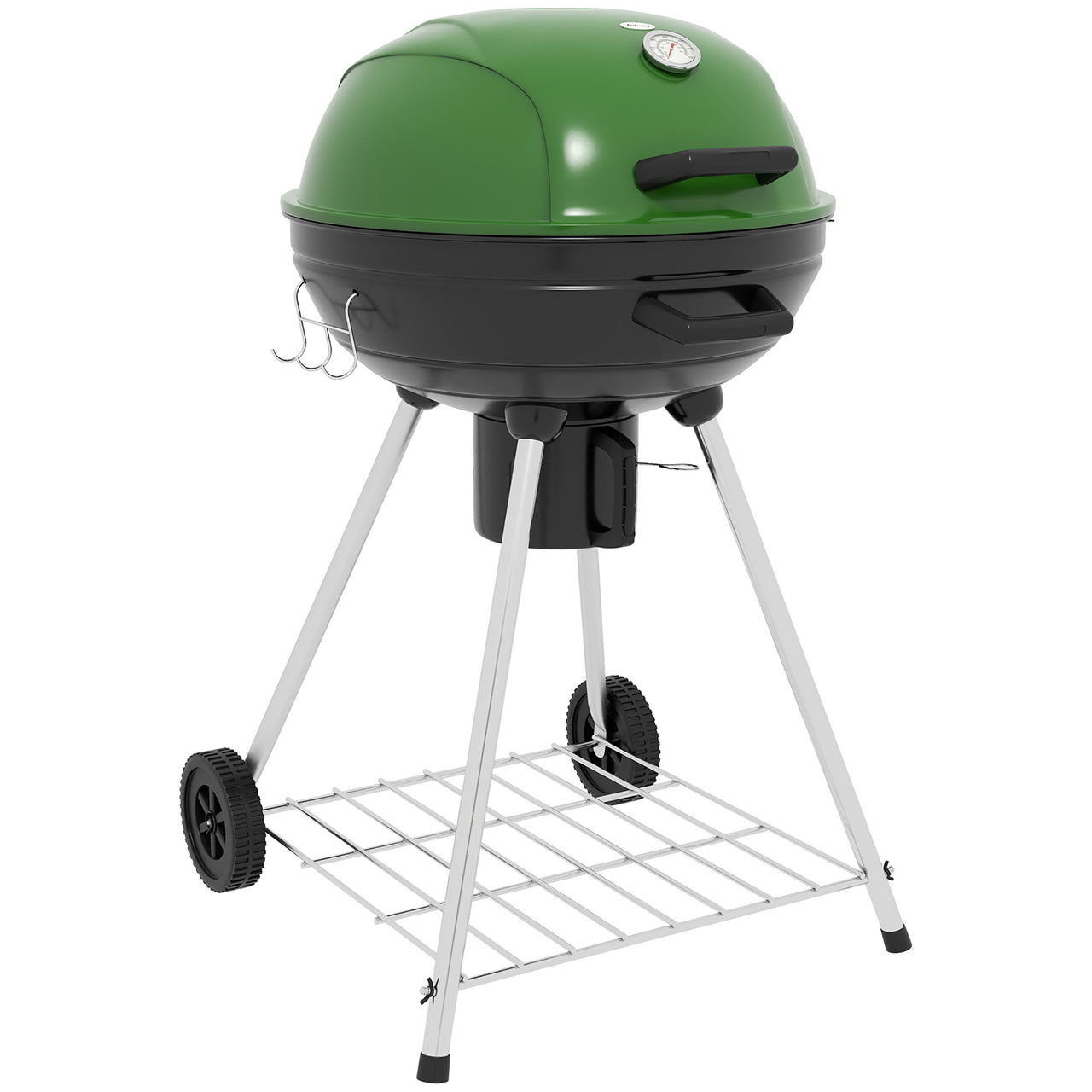 Outsunny 21" Kettle Charcoal BBQ Grill Trolley with 360 sq.in. Cooking Area