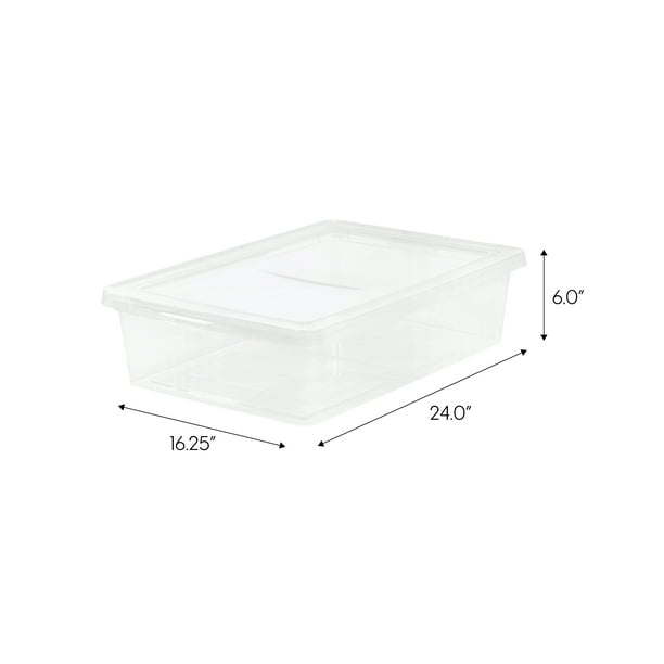 28 Quart Large Bed Plastic Storage Box, Clear, Set of 4
