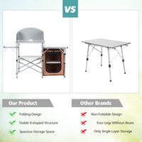 Thumbnail for Foldable Outdoor BBQ Portable Grilling Table with Windscreen Bag