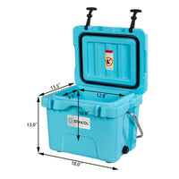 Thumbnail for 16 Quart 24-Can Capacity Portable Insulated Ice Cooler with 2 Cup Holders