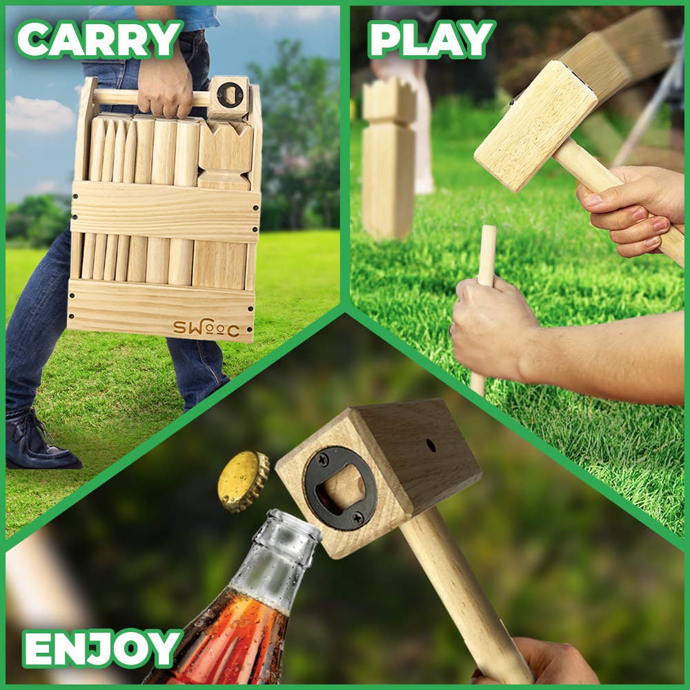 Kubb Yard Game With Crate