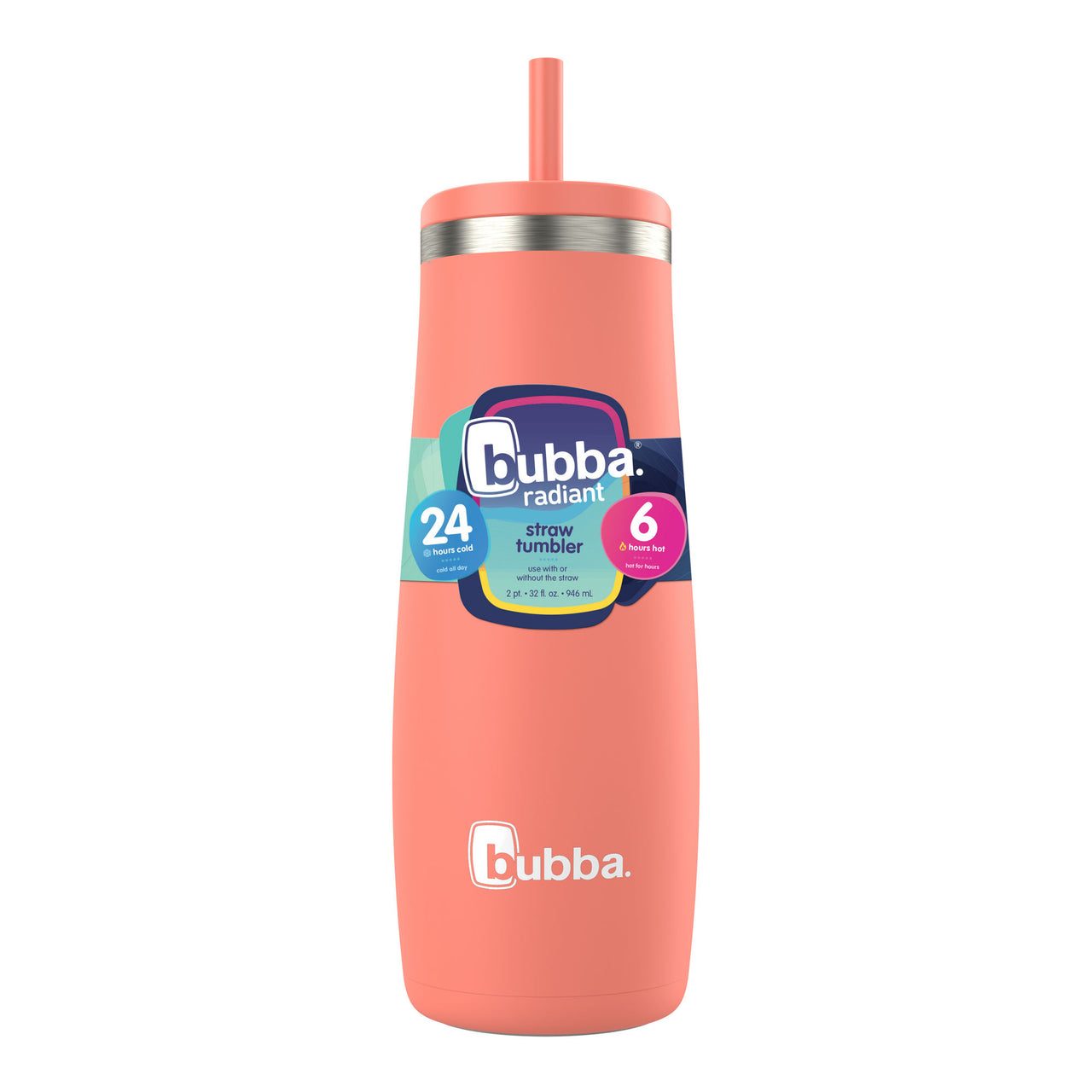bubba Radiant Stainless Steel Tumbler With Straw | 32oz | Coral