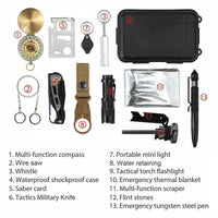 Thumbnail for 14 in 1 Outdoor Emergency Survival And Safety Gear Kit